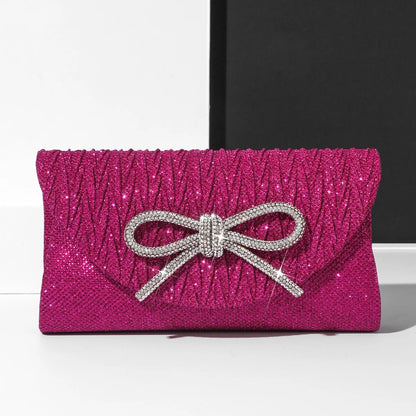 Crystal Bow Evening Clutch Purse – Shiny Envelope Bag for Wedding & Party