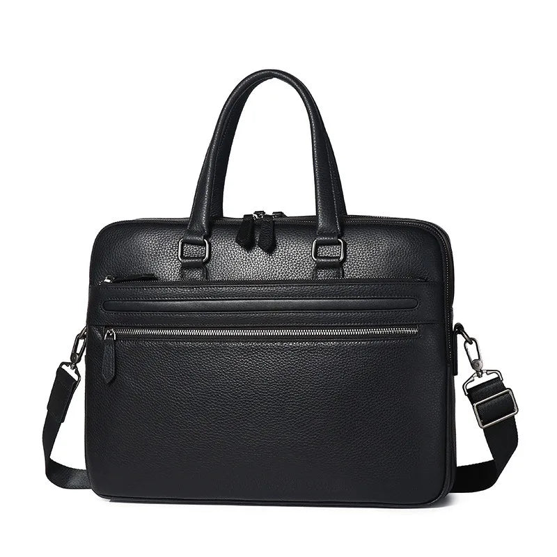 Genuine Leather Men's Briefcase – 14" Laptop Business Bag