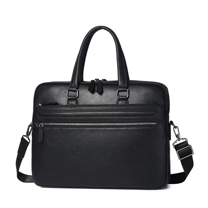 Genuine Leather Men's Briefcase – 14" Laptop Business Bag