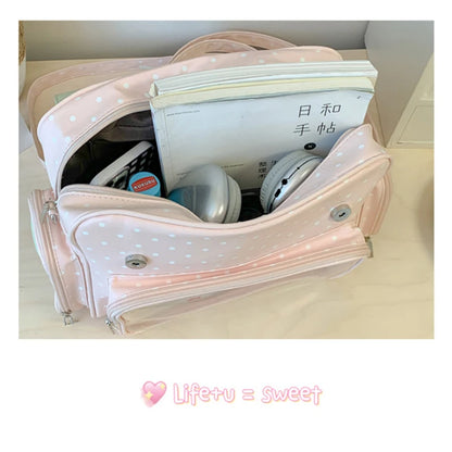 Strawberry Ita Bag – Large Capacity Color-Block Shoulder Tote for College