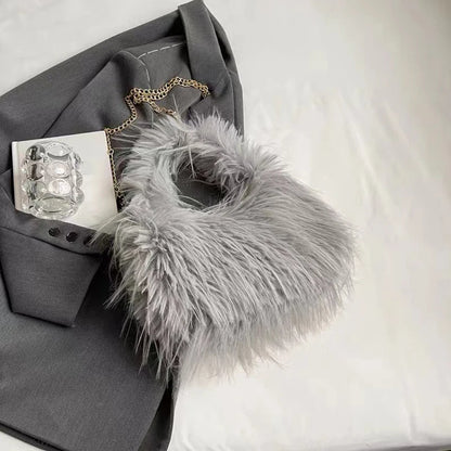 Faux Fur Long Tassel Shoulder Bag – Large Capacity Women's Tote