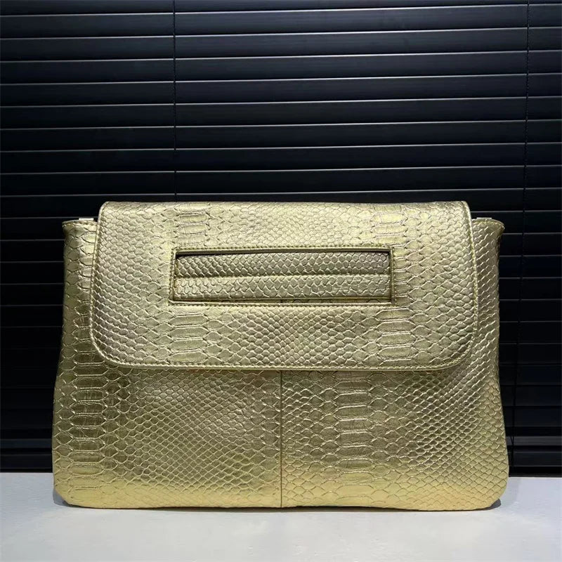 Designer Female Large Capacity Crocodile Snake Pattern Pouch Bag