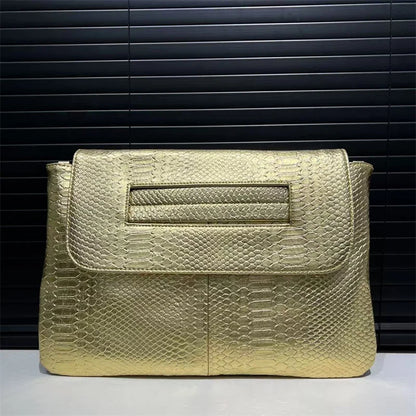 Designer Female Large Capacity Crocodile Snake Pattern Pouch Bag