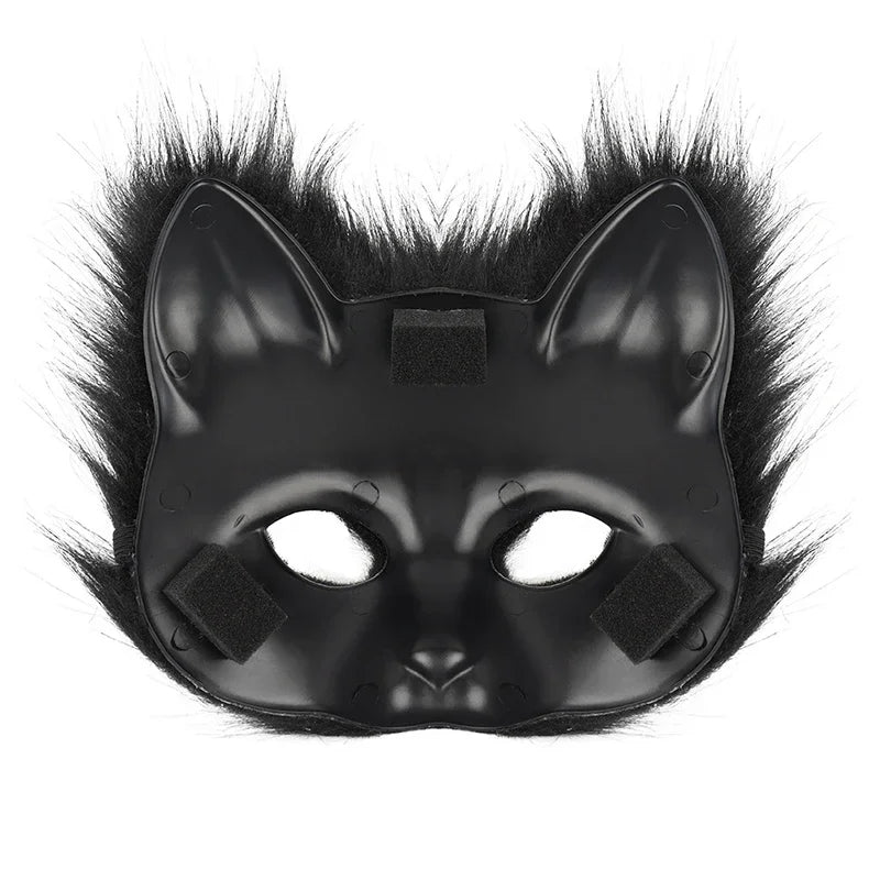 Fox Wolf Cosplay Costume Set – Fluffy Mask, Tail & Paw Gloves for Halloween