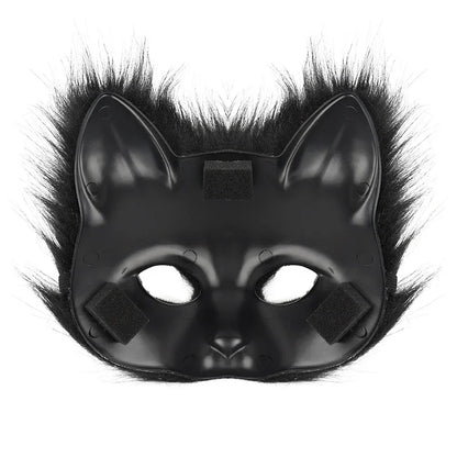 Fox Wolf Cosplay Costume Set – Fluffy Mask, Tail & Paw Gloves for Halloween