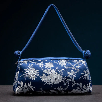 Embroidered Silk Shoulder Bag – Floral Cheongsam Purse