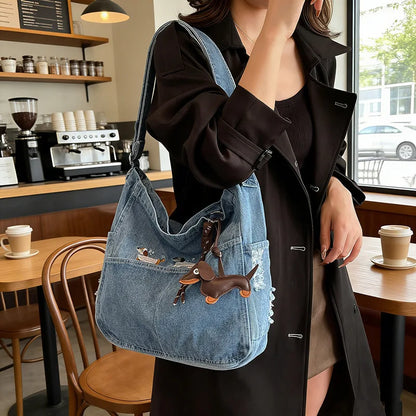 Embroidered Denim Crossbody Bag – Women's Retro Shoulder Bag