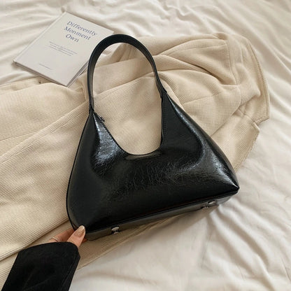 Moods French Style Single Shoulder Bags Women Dazzling Color Patent Leather Underarm Bag Luxury