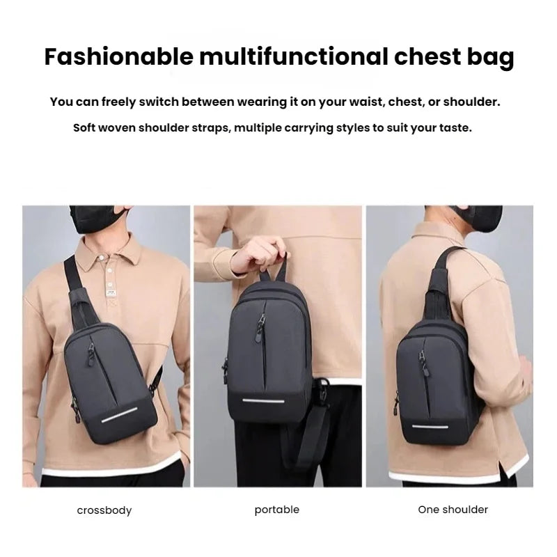 Men's Oxford Crossbody Chest Bag with Multiple Compartments