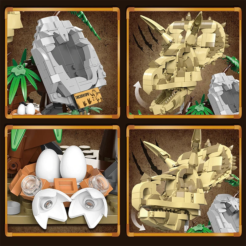 Dinosaur Fossil Skull Building Blocks – 2-in-1 MOC Puzzle Set