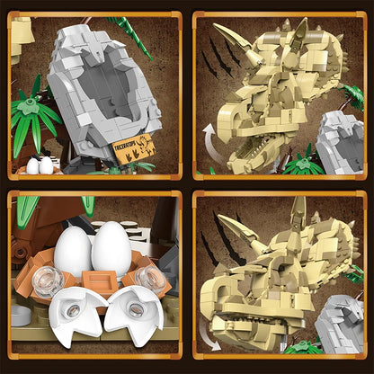 Dinosaur Fossil Skull Building Blocks – 2-in-1 MOC Puzzle Set
