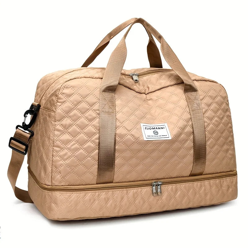 Diamond Quilted Duffle Bag – Large Capacity Travel & Gym Bag for Women