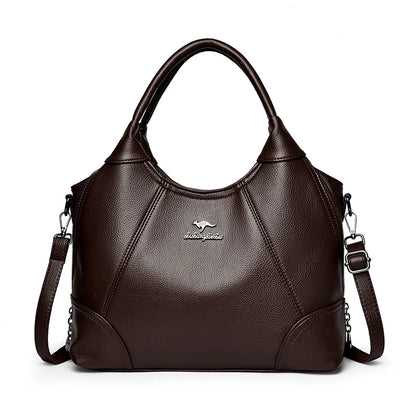 Large Capacity Leather Women's Handbag – 3-Layer Shoulder & Crossbody Bag