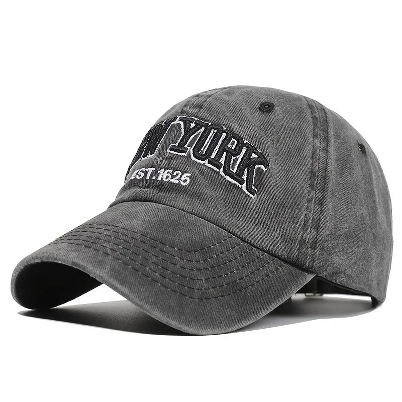 New York Embroidery Baseball Cap – Washed Vintage Style
