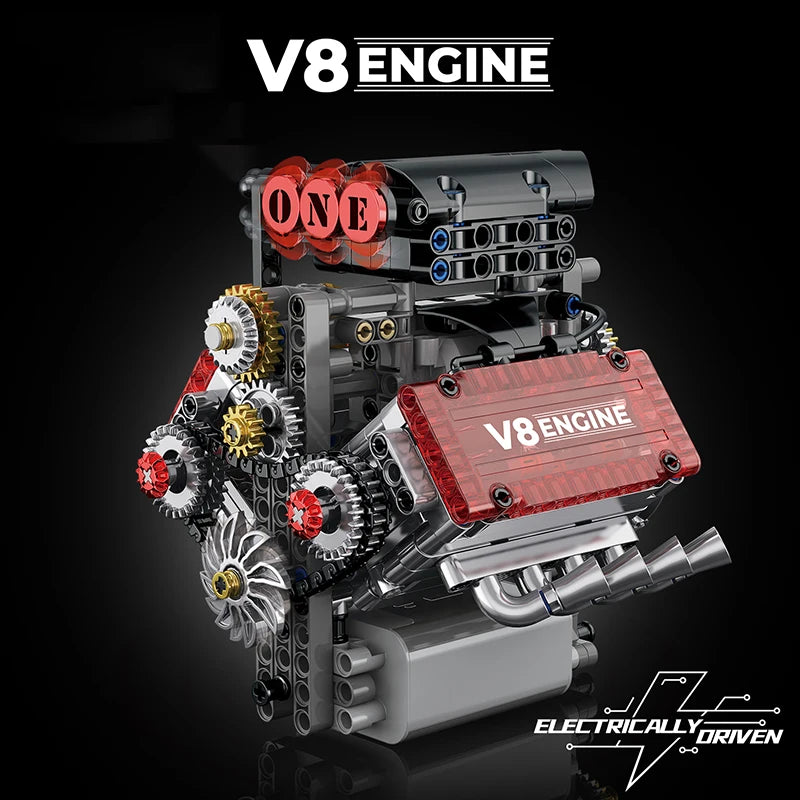 V8 Engine Motorized Building Blocks Set – Technic Model