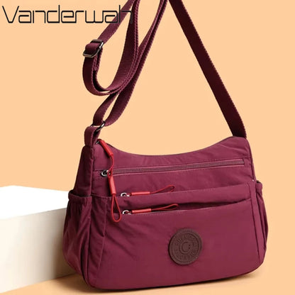 Women's Multi-Pocket Crossbody Shoulder Bag – Lightweight Nylon