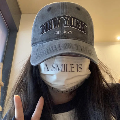 Washed Cotton New York Baseball Cap – Vintage Retro Dad Hat