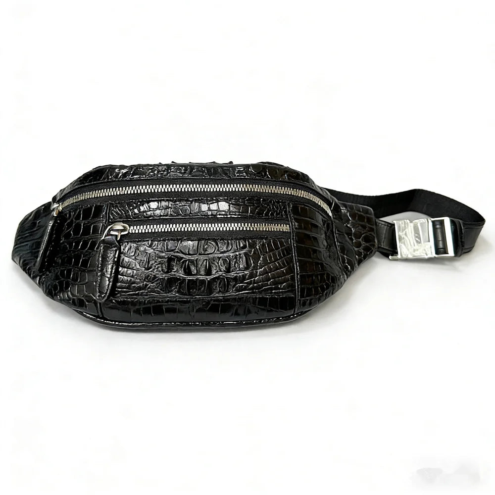 Crocodile Leather Belt Bag – Crossbody Fanny Pack for Outdoor & Sports