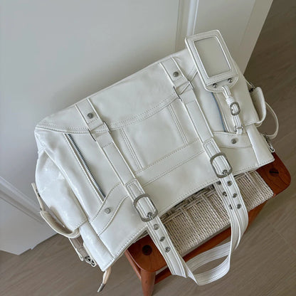 Y2K Large Tote Bag for Women – PU Leather Harajuku Shoulder Handbag