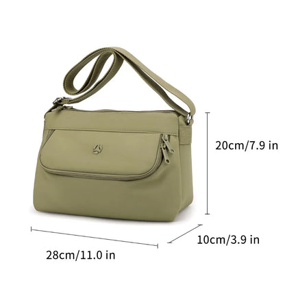 Waterproof Nylon Crossbody Bag – Lightweight Multi-Pocket Shoulder Bag