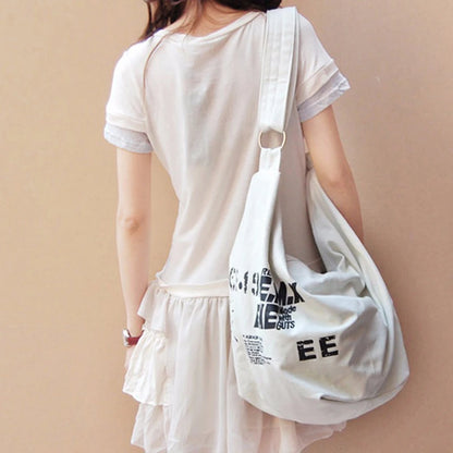 Large Canvas Hobo Shoulder Bag for Women – Letter Print