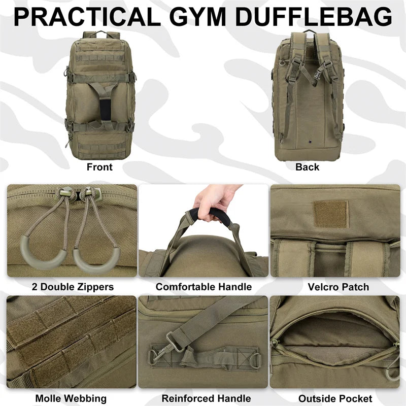 Tactical Duffle Backpack – 25L 45L 80L MOLLE Camping Travel Bag