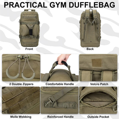 Tactical Duffle Backpack – 25L 45L 80L MOLLE Camping Travel Bag