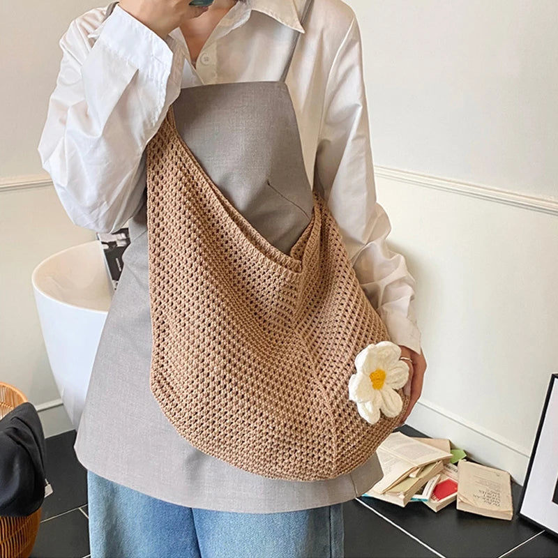 Crochet Tote Bag for Women – Large Knit Shoulder Bag