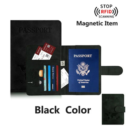 RFID Passport Holder – Travel Wallet with Card Slots & Magnetic Snap
