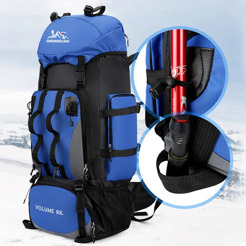 90L Hiking Backpack – Large Capacity Waterproof Camping Rucksack