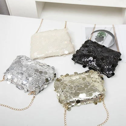 Sequin Chain Shoulder Bag for Women – Glam Crossbody Clutch Purse