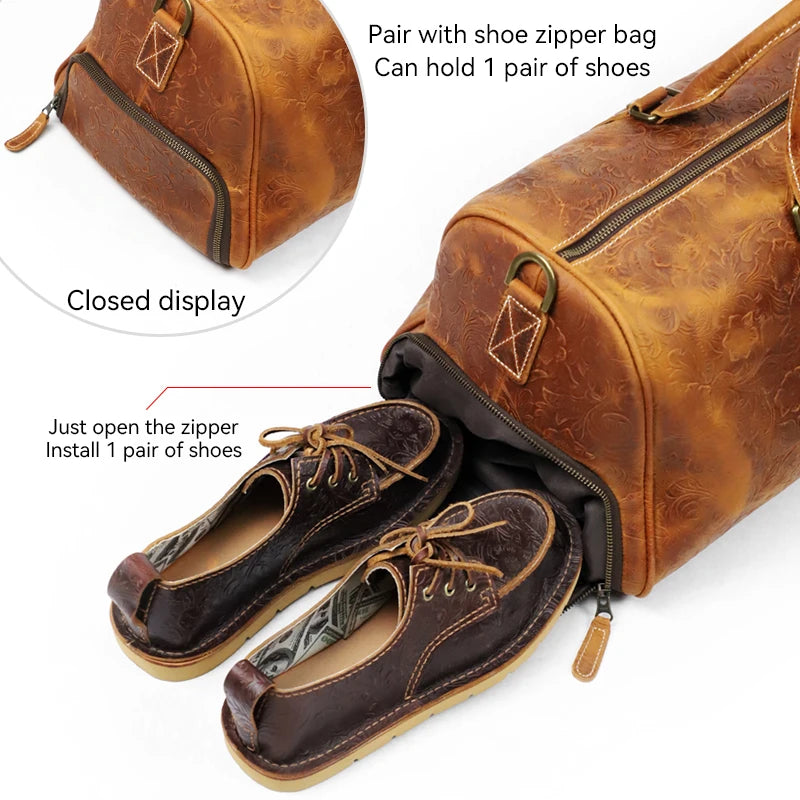 Genuine Leather Weekend Duffle Bag – Travel Holdall