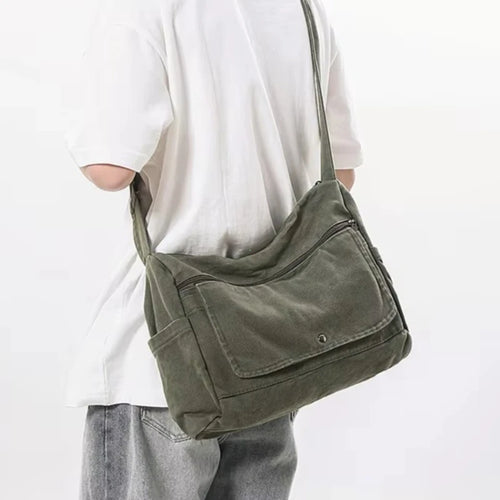 Retro Canvas Crossbody Bag Large Capacity for Men & Women