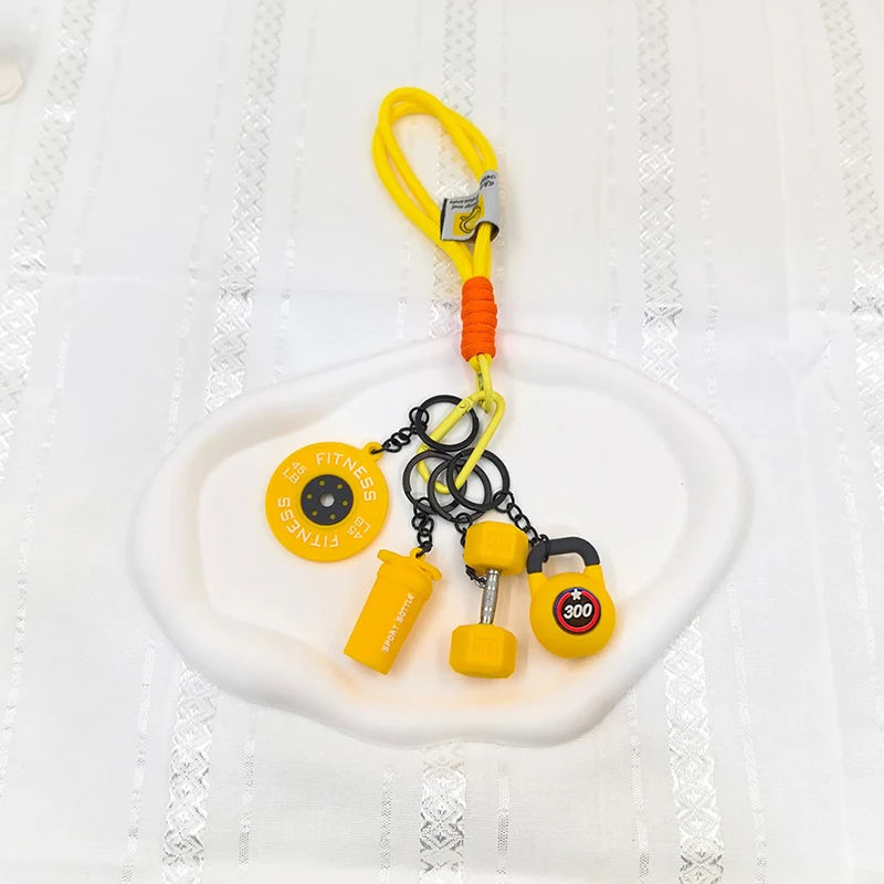 Fitness Keychain Set – Dumbbell, Kettlebell & Weight Plate Charms