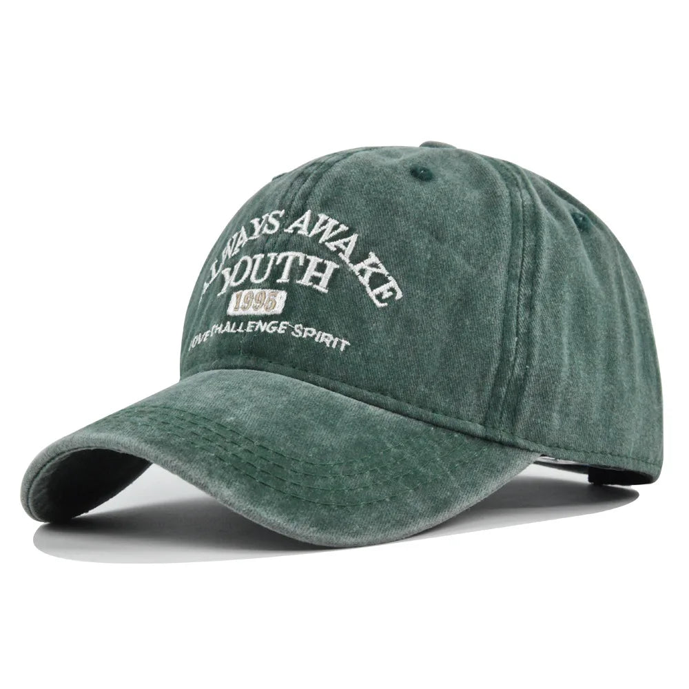 Embroidered Vintage Baseball Cap – Washed Cotton Snapback for Men & Women