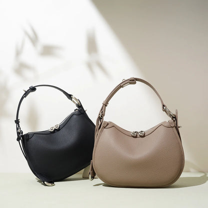 Genuine Leather Underarm Bag – Vintage Hobo Handbag for Women