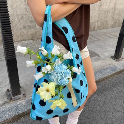 Polka Dot Large Shoulder Bag for Women – Multi-Way Carry