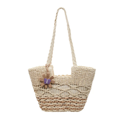 Straw Tote Bag – Handmade Hollow-Out Large Capacity Shoulder Bag