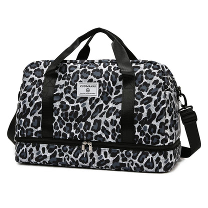 Leopard Print Gym Bag with Shoe Compartment – Travel Duffle