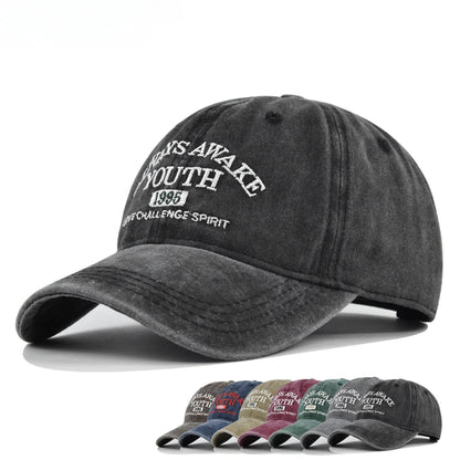 Embroidered Vintage Baseball Cap – Washed Cotton Snapback for Men & Women