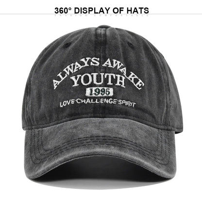Embroidered Snapback Baseball Cap Vintage Washed Unisex