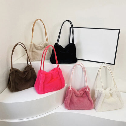 Plush Handbag for Women – Chain Crossbody Shoulder Bag