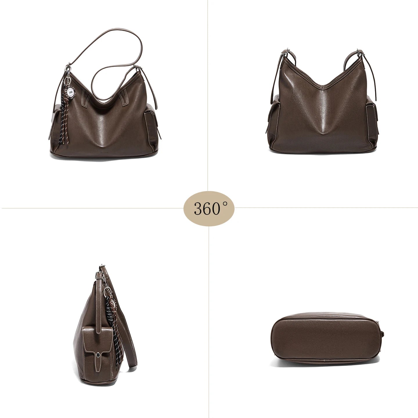Foxer Lady S Shoulder Bag Soft Pu Leather Handbag Retro Hobo Large Capacity Tote Commute Daily