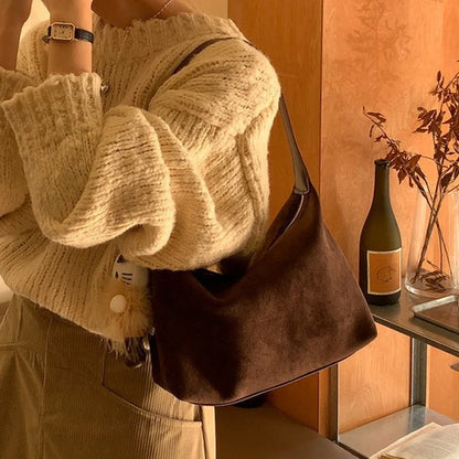Vintage Leather Shoulder Bag – Large Capacity Underarm Purse for Women