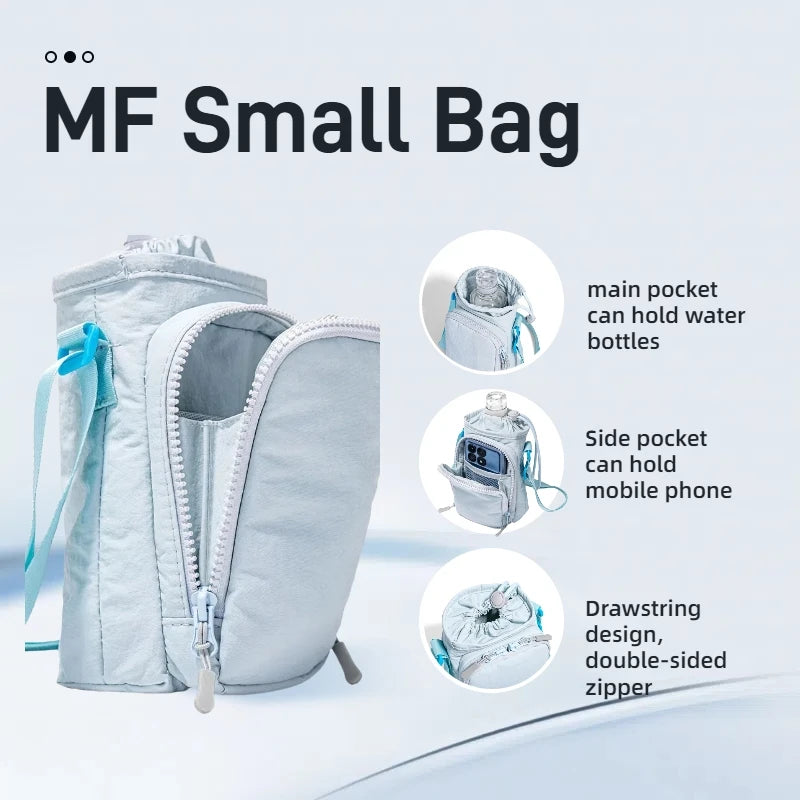 Small Crossbody Shoulder Pouch Bag with Water Bottle Holder & Phone Pocket