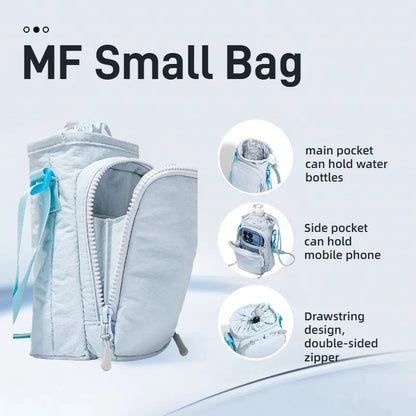 Small Crossbody Shoulder Pouch Bag with Water Bottle Holder & Phone Pocket