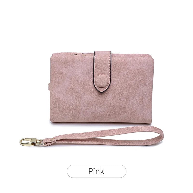 Frosted Tri-Fold Wallet for Women – Cute Multi-Card Slot Wristlet Purse