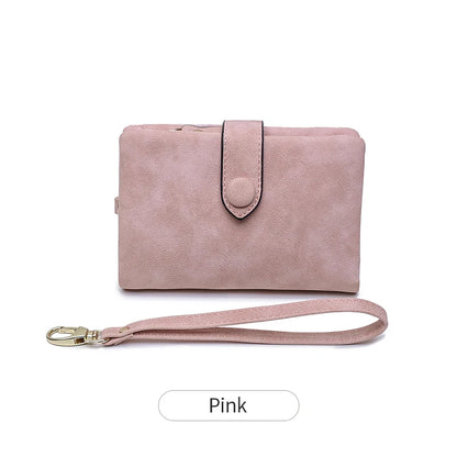Frosted Tri-Fold Wallet for Women – Cute Multi-Card Slot Wristlet Purse