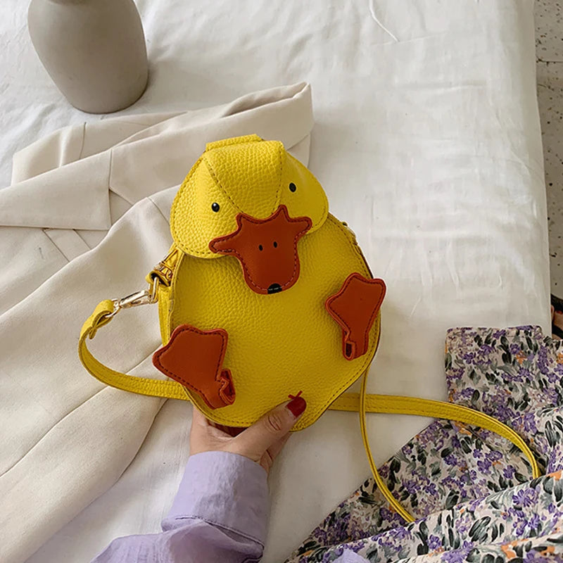 Cute Duck Crossbody Bag – Women's Cartoon PU Leather Shoulder Bag