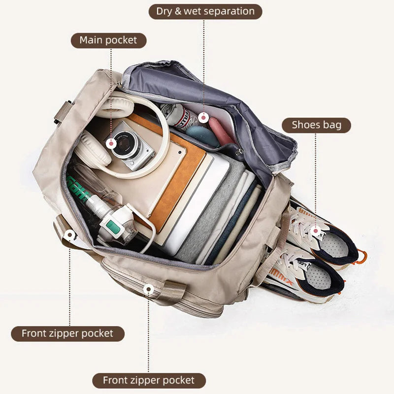 Women's Travel Duffle Bag – Multifunctional Gym & Weekender Backpack